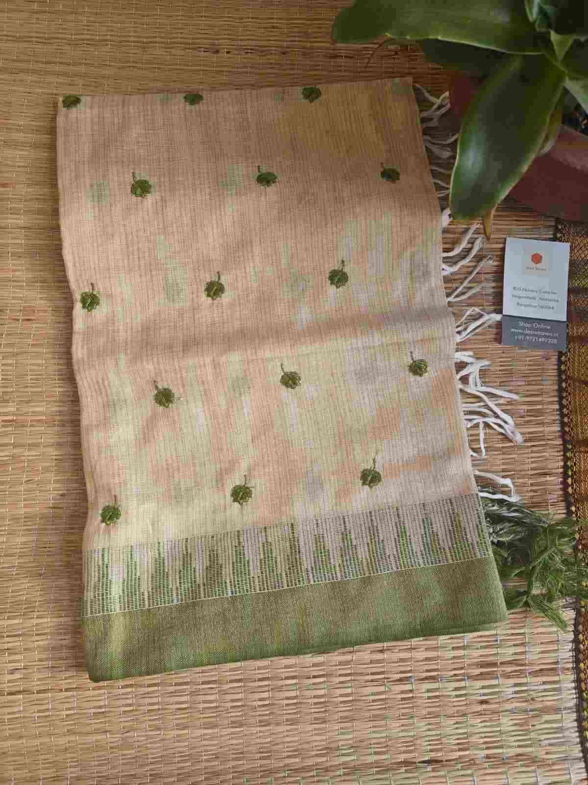 Olive Embroidered Khadi Silk Cotton Dupatta