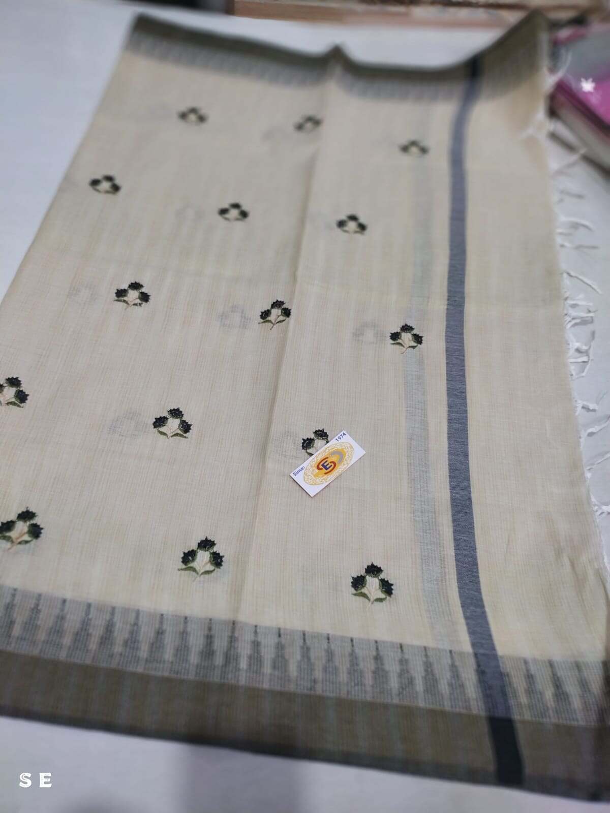 Black Embroidered Khadi Silk Cotton Dupatta