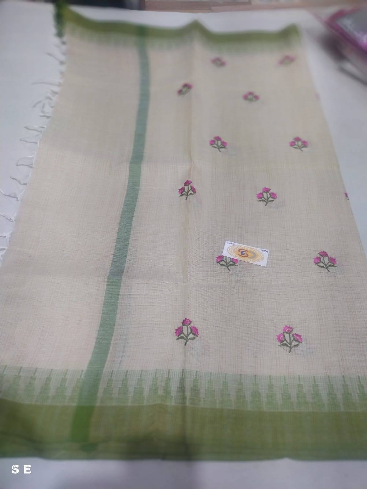 Mehandi Embroidered Khadi Silk Cotton Dupatta