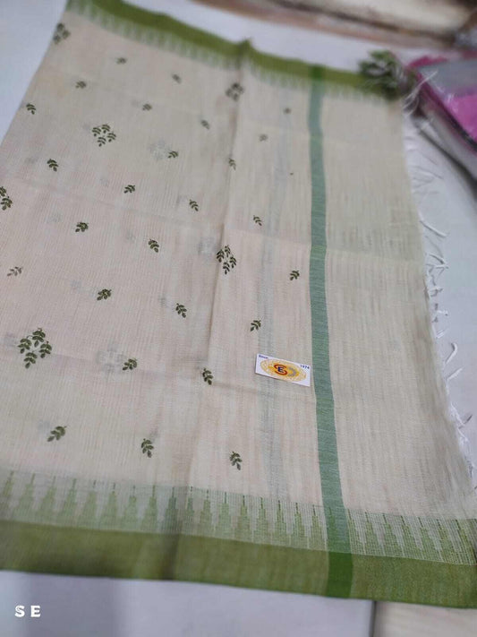 Green Embroidered Khadi Silk Cotton Dupatta