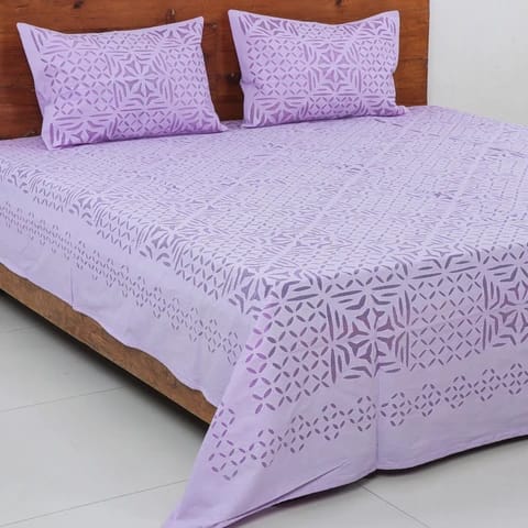 Hand Stitched Applique Work Cotton Bedsheet