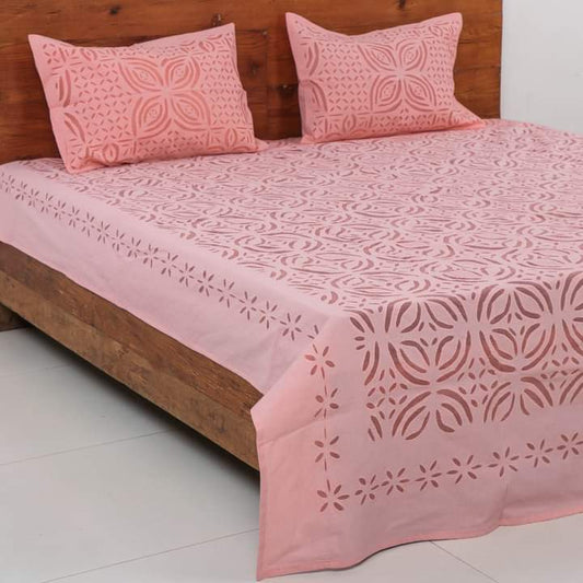 Hand Stitched Applique Work Cotton Bedsheet