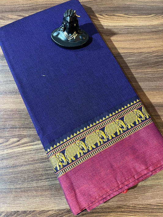 Purple Narayanpet Handloom Cotton Saree