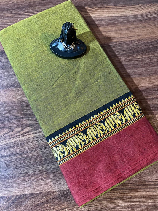 Olive Narayanpet Handloom Cotton Saree