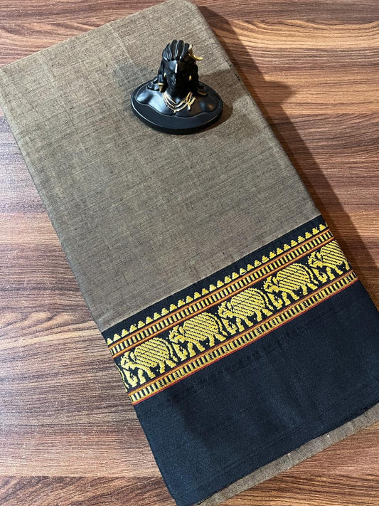 Fawn Brown Narayanpet Handloom Cotton Saree