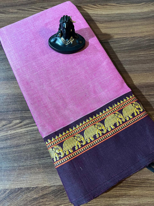 Pink Narayanpet Handloom Cotton Saree