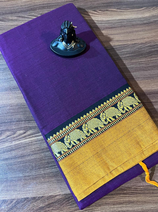 Purple Narayanpet Handloom Cotton Saree