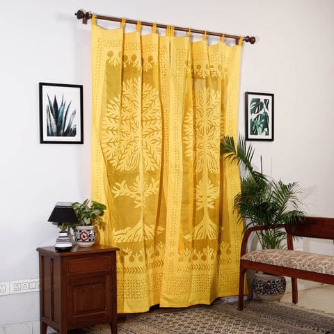 Hand Stitched Cotton Applique Work Curtain