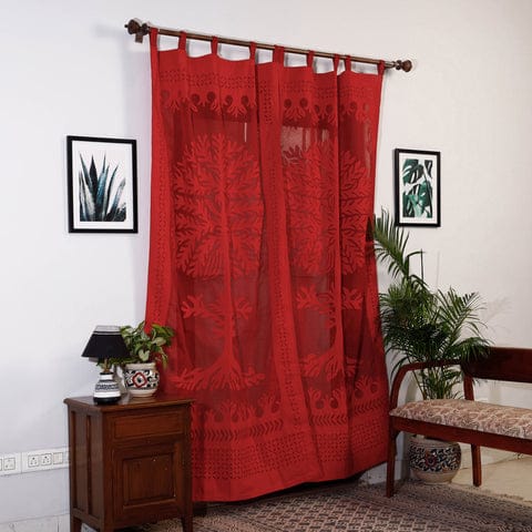 Hand Stitched Cotton Applique Work Curtain