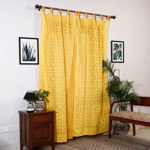 Hand Stitched Cotton Applique Work Curtain