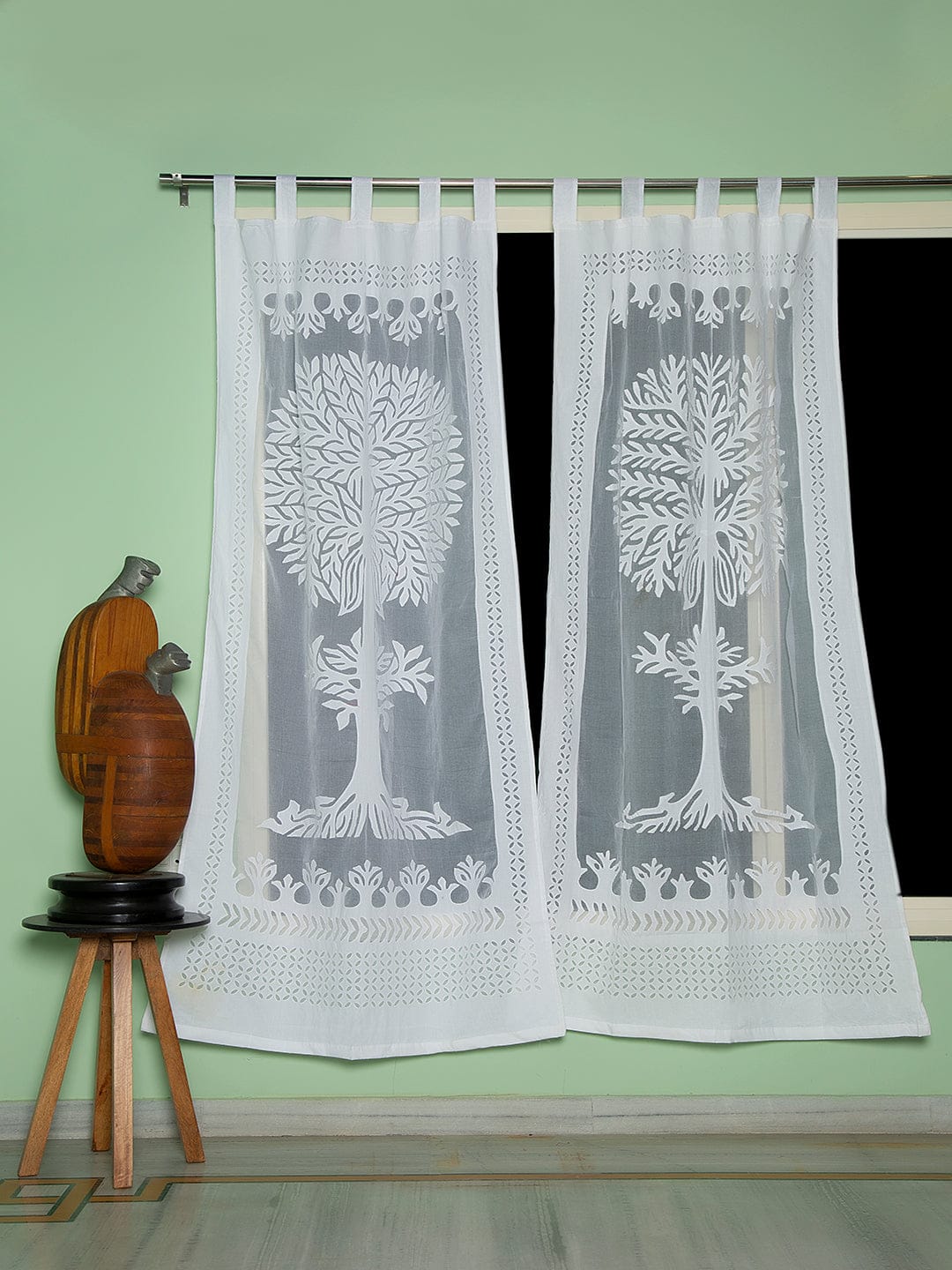 applique work cotton curtain - desi weaves