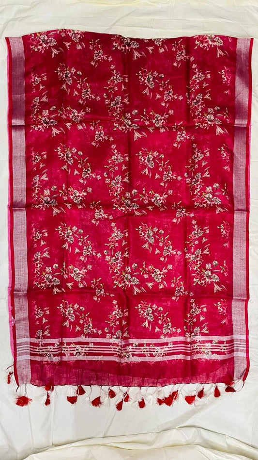 Digital Printed Pure Linen Dupatta