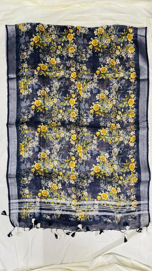 Digital Printed Pure Linen Dupatta