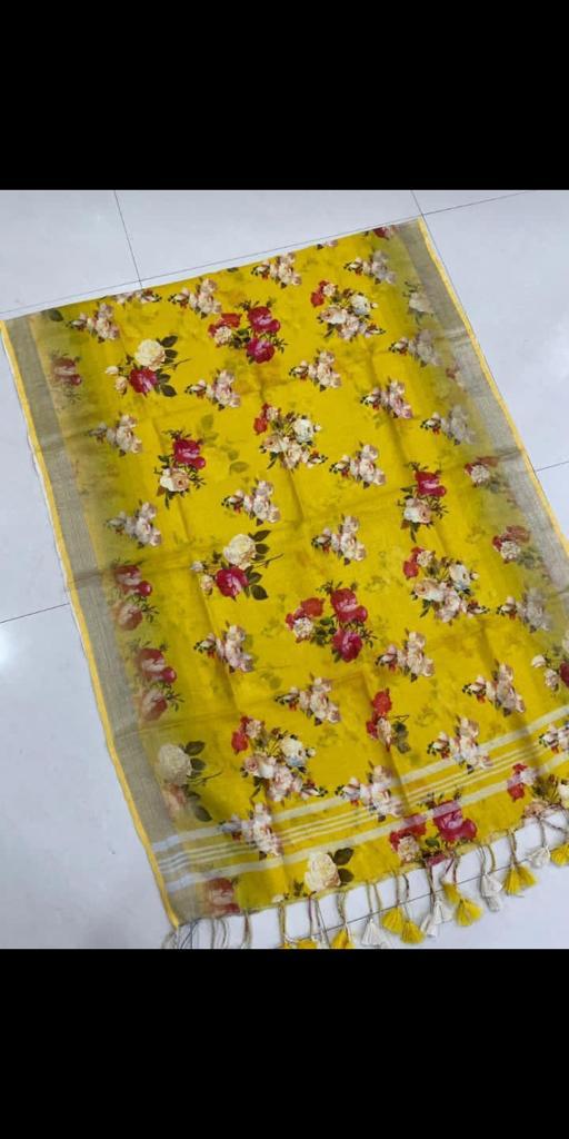 Digital Printed Pure Linen Dupatta