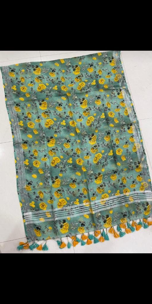 Digital Printed Pure Linen Dupatta