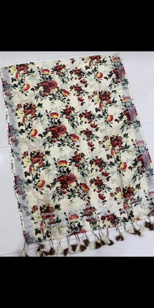 Digital Printed Pure Linen Dupatta