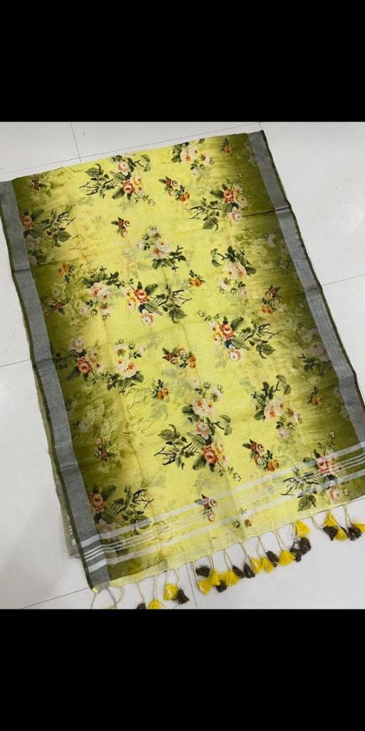 Digital Printed Pure Linen Dupatta