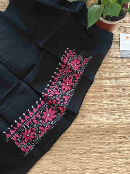 Hand Embroidered Kantha Stitch Cotton Blouse - Desi Weaves