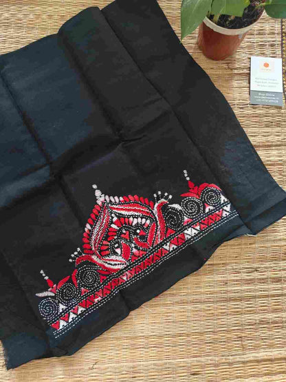 Hand Embroidered Kantha Stitch Cotton Blouse - Desi Weaves