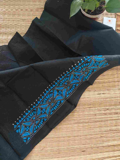 Hand Embroidered Cotton Kantha Stitch Blouse - Desi Weaves