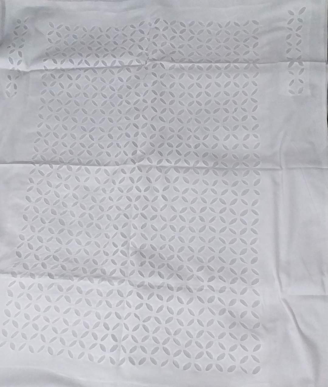 White Hand Stitched Applique Work Kurta Fabric