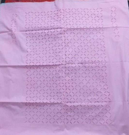 Dark Pink Hand Stitched Applique Work Kurta Fabric