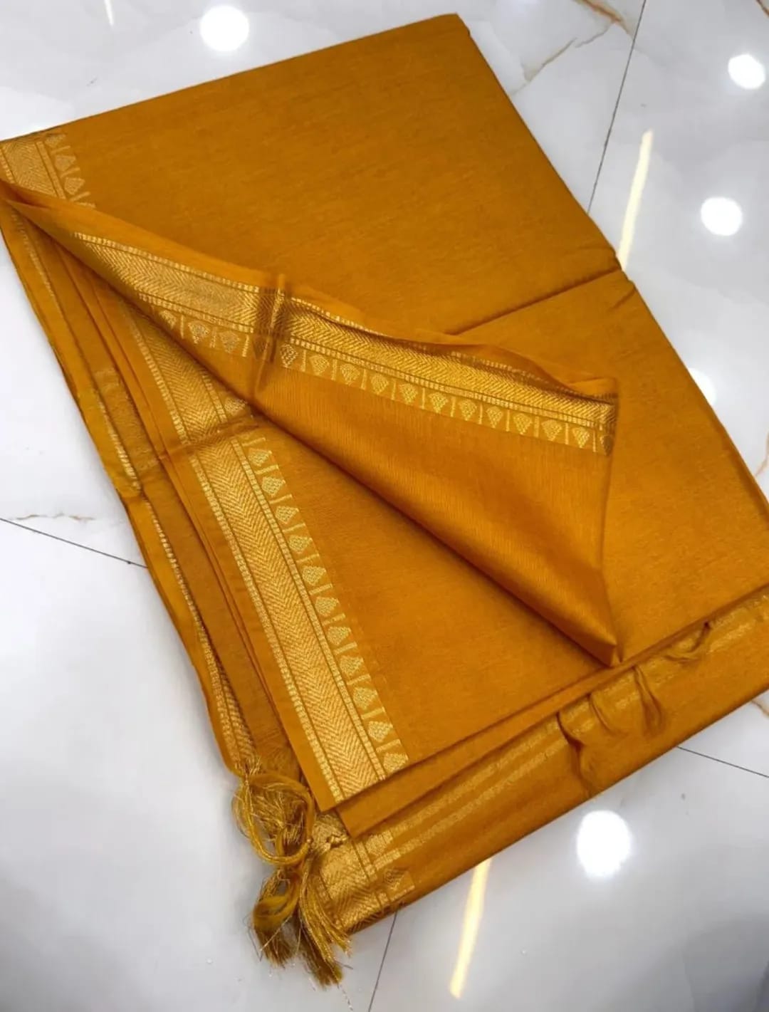 Mustard tussar silk saree online