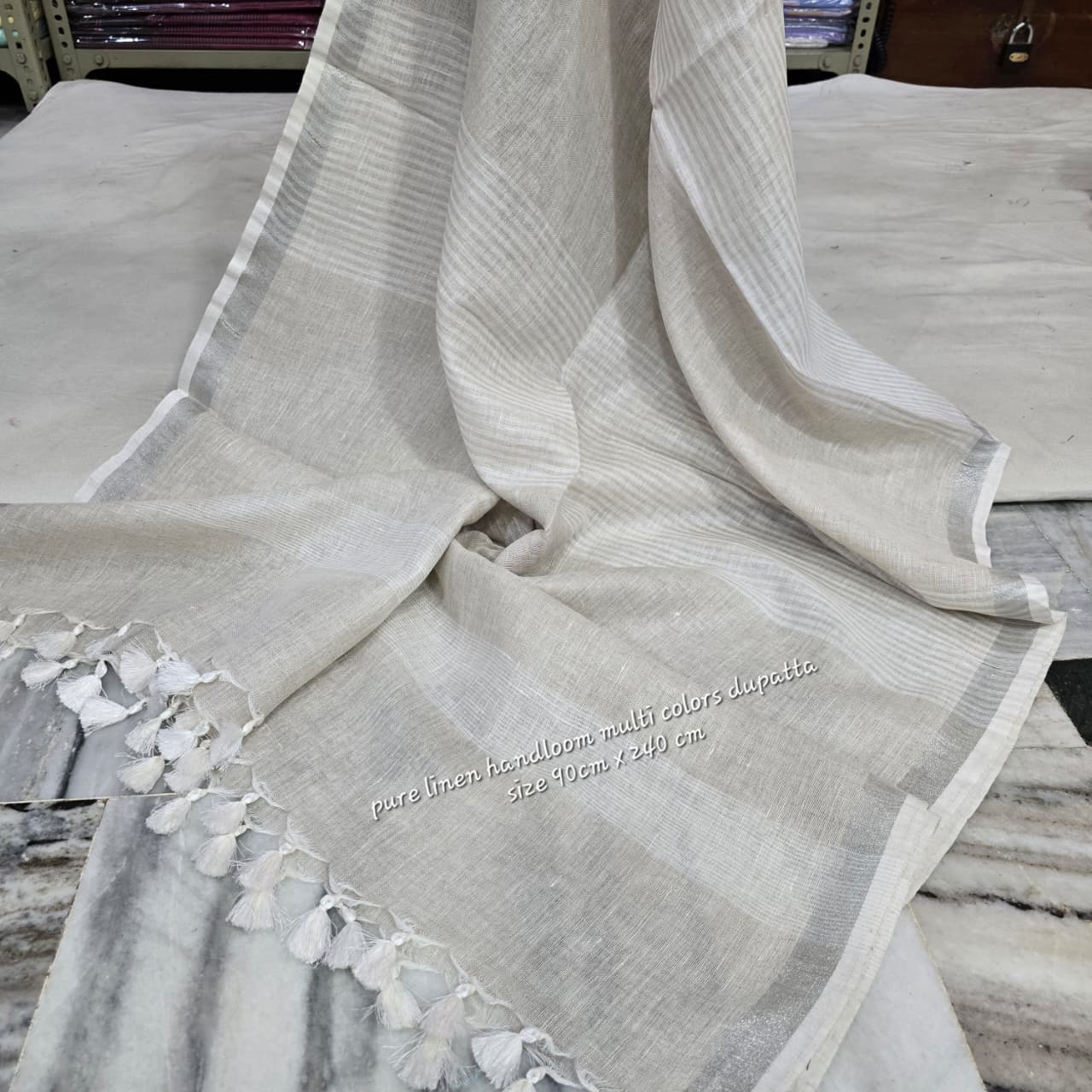 Linen dupatta online - Desi Weaves