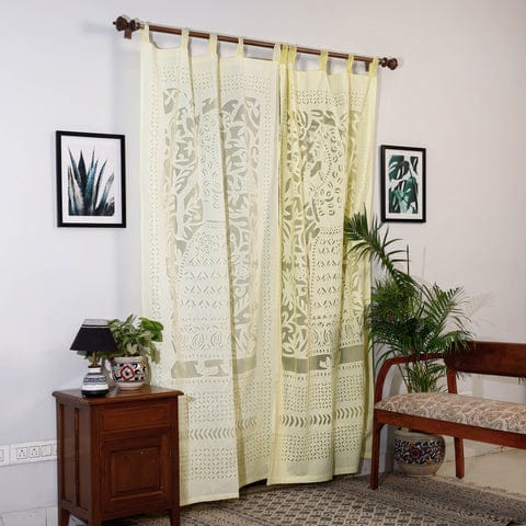 Lemon Hand Stitched Cotton Applique Work Curtain