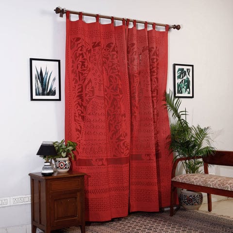 Hand Stitched Cotton Applique Work Curtain