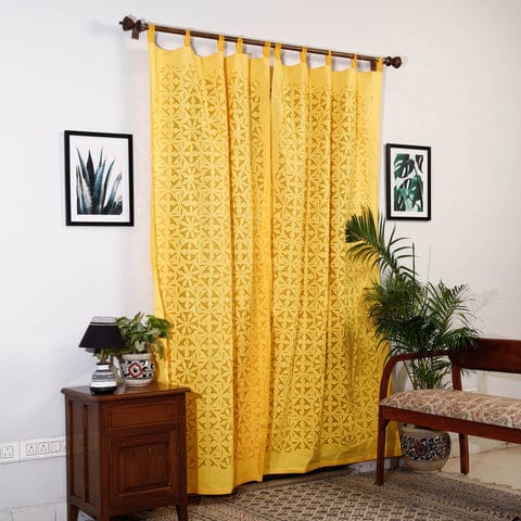 Hand Stitched Cotton Applique Work Curtain