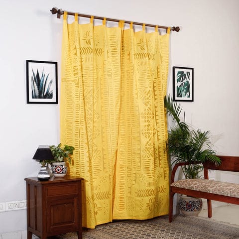 Hand Stitched Cotton Applique Work Curtain