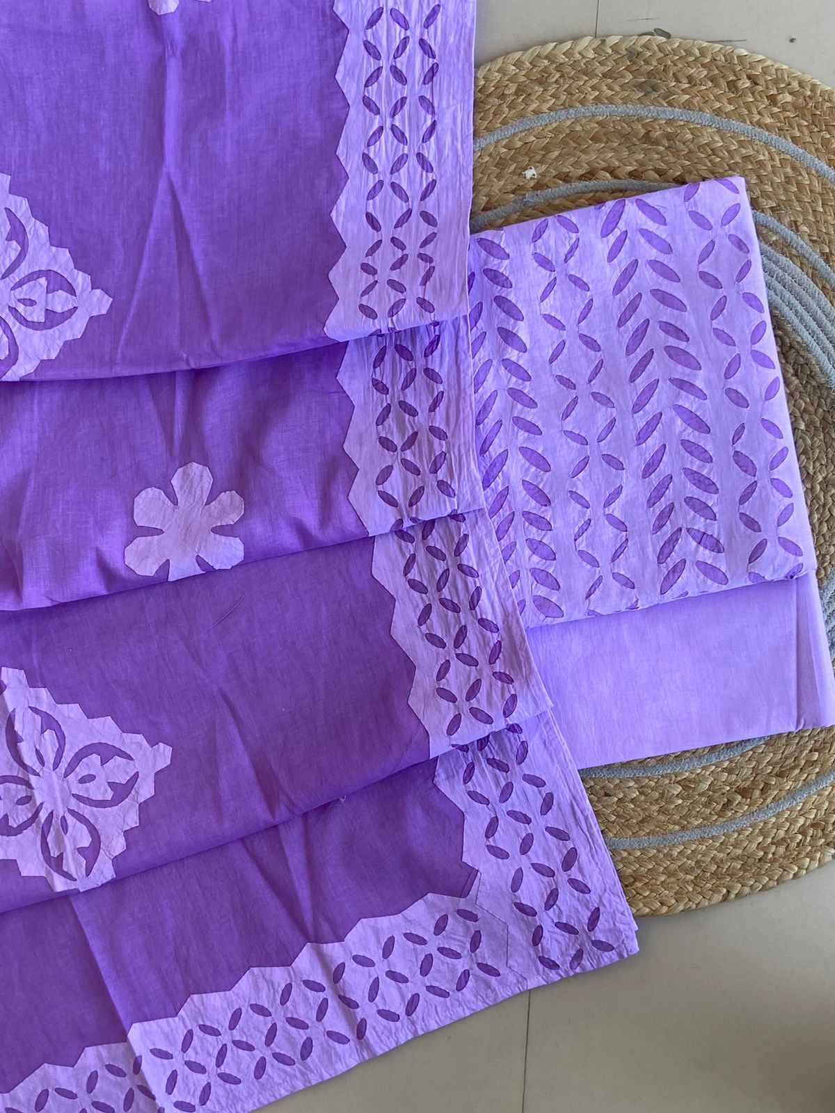 Handcrafted Applique Cotton Suit Dupatta Set