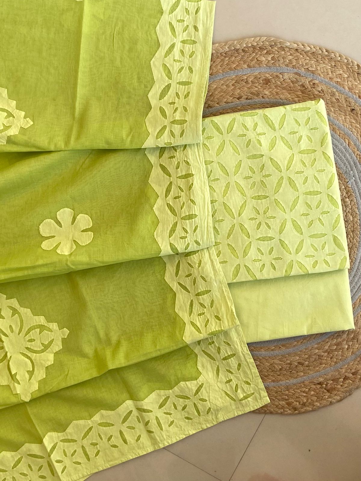 Handcrafted Applique Cotton Suit Dupatta Set