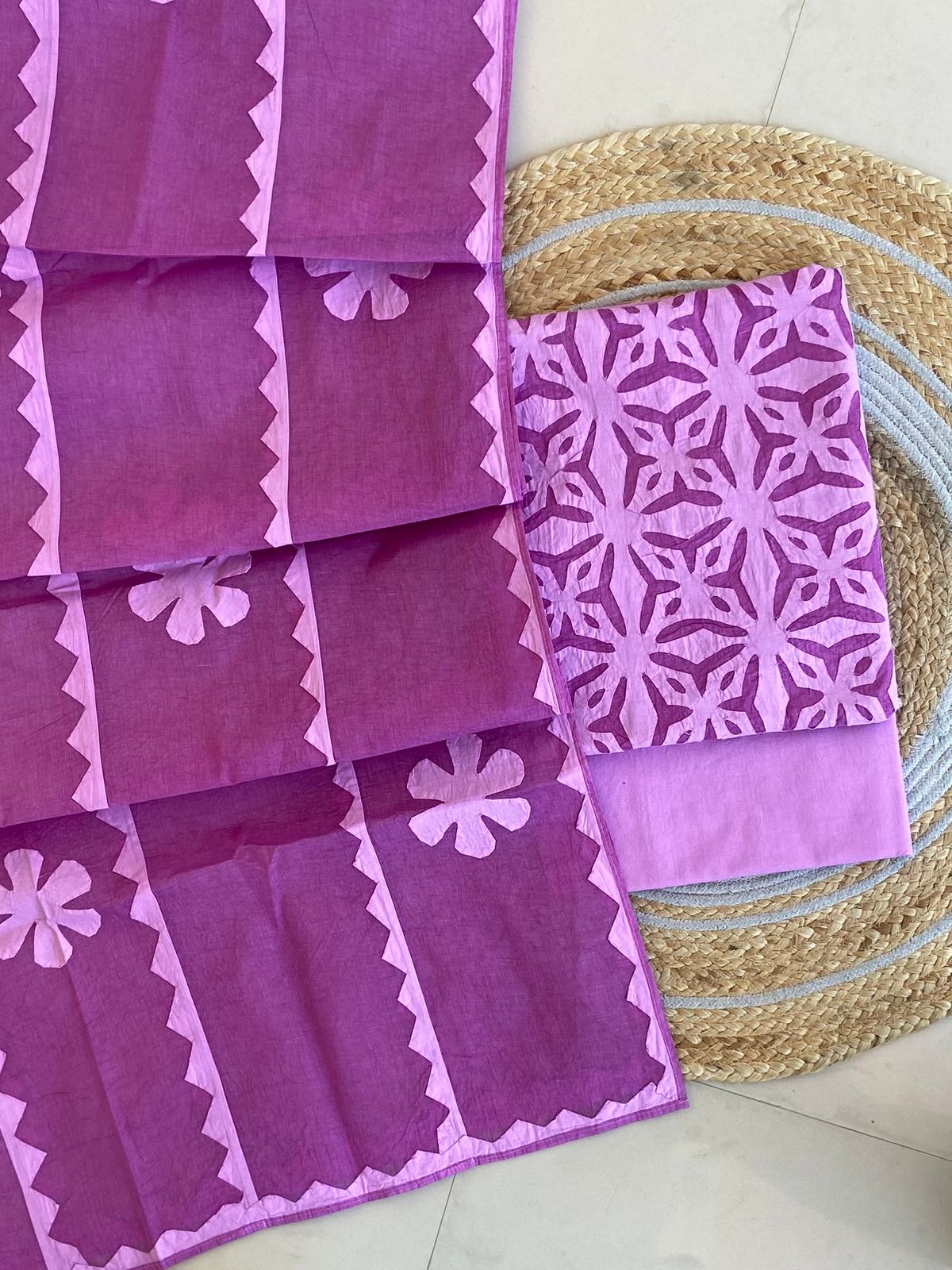 Handcrafted Applique Cotton Suit Dupatta Set