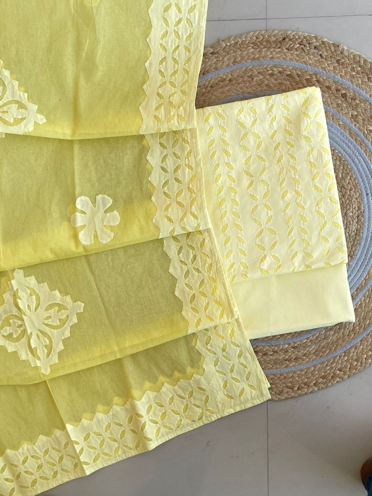 Handcrafted Applique Cotton Suit Dupatta Set