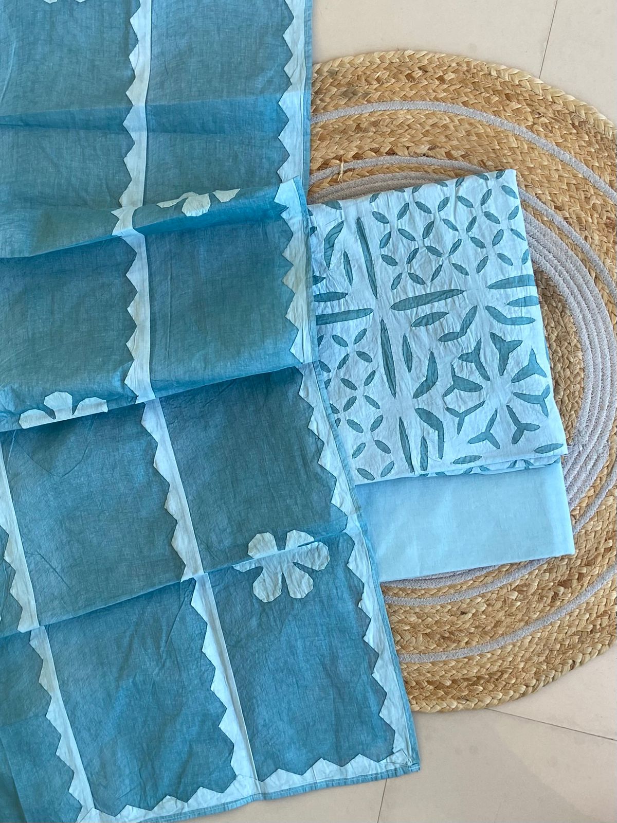 Handcrafted Applique Cotton Suit Dupatta Set