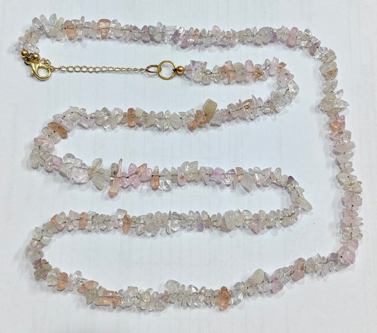 Baby Pink & White Long Stone Necklace