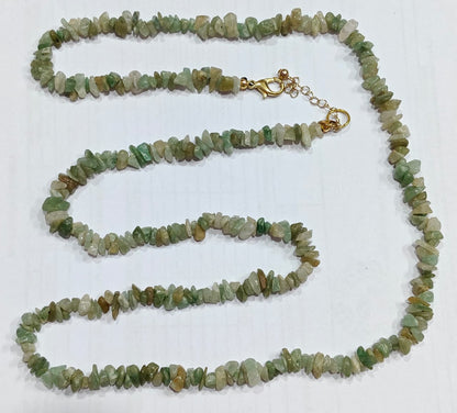 Necklace with green stone beads