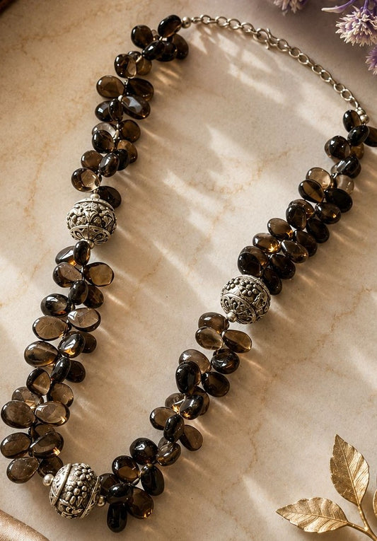 Coffee Drops Semi Precious Stone Necklace