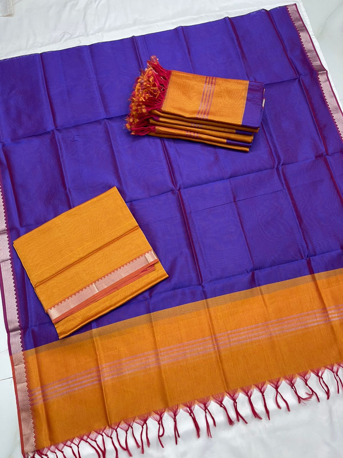 Handloom Mangalagiri Silk Suit Dupatta Set - Desi Weaves
