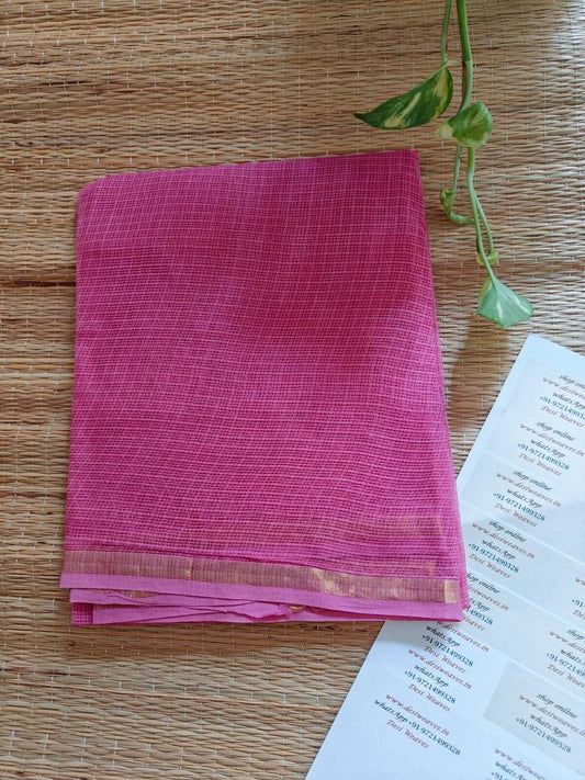 Onion Pink Cotton Kota Doria Zari Border Dupatta