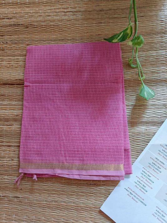 Dark Pink Cotton Kota Doria Zari Border Dupatta