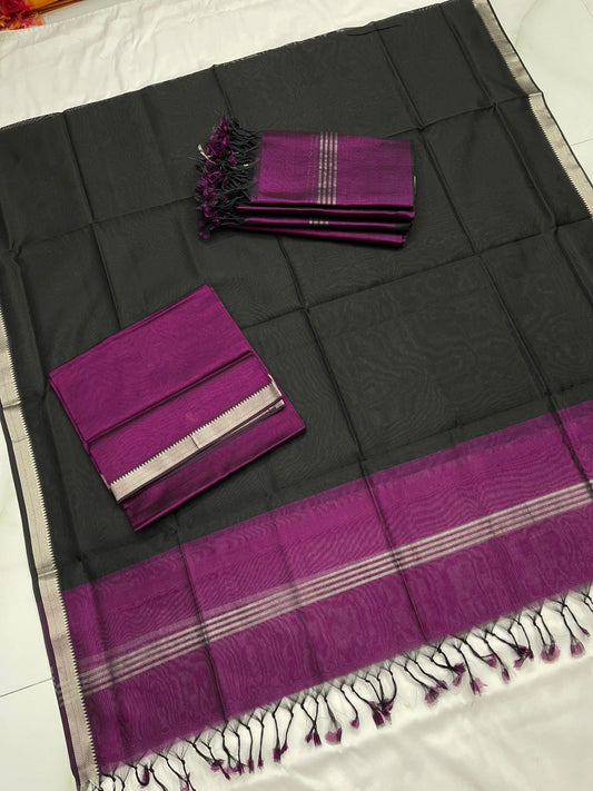 Handloom Mangalagiri Silk Suit Dupatta Set - Desi Weaves