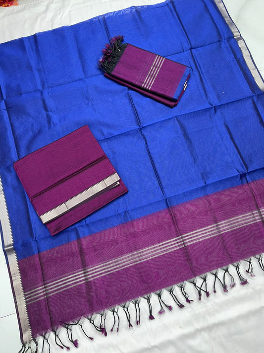 Handloom Mangalagiri Silk Suit Dupatta Set - Desi Weaves