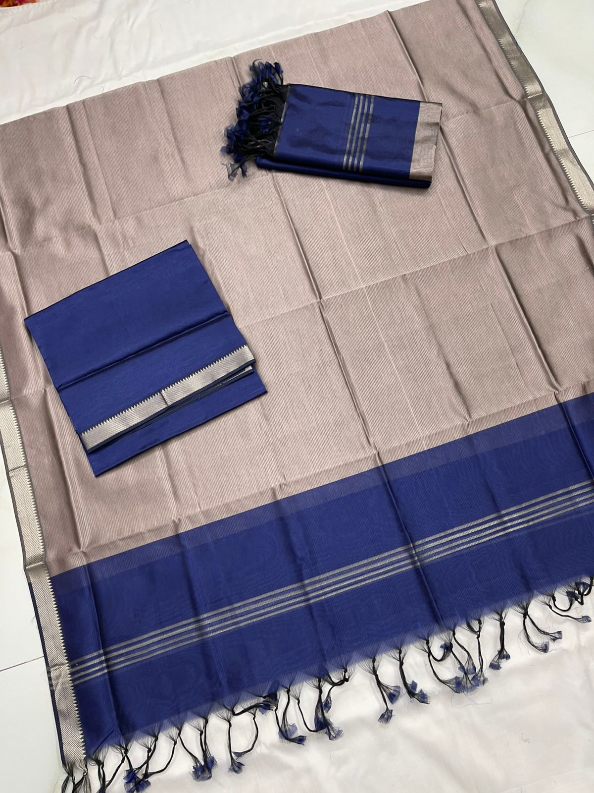 Handloom Mangalagiri Silk Suit Dupatta Set - Desi Weaves