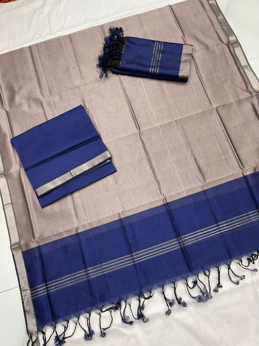 Handloom Mangalagiri Silk Suit Dupatta Set - Desi Weaves
