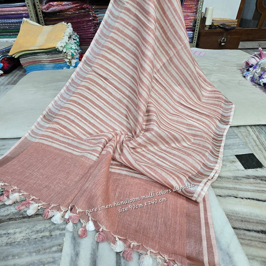 Coral Stone Pure Linen Dupatta
