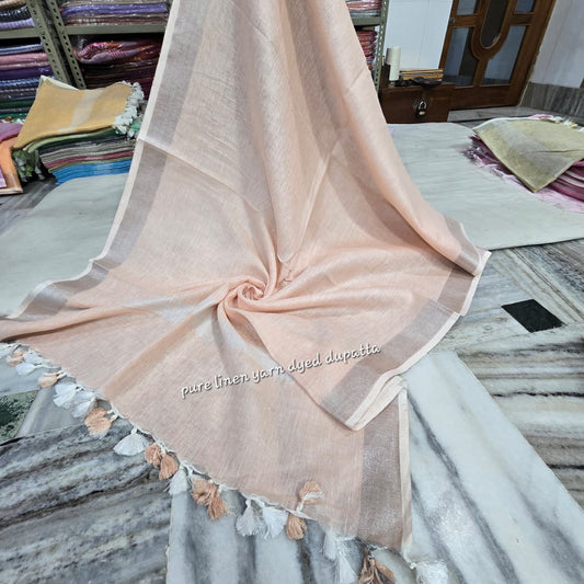 Blush Peach Pure Linen Dupatta