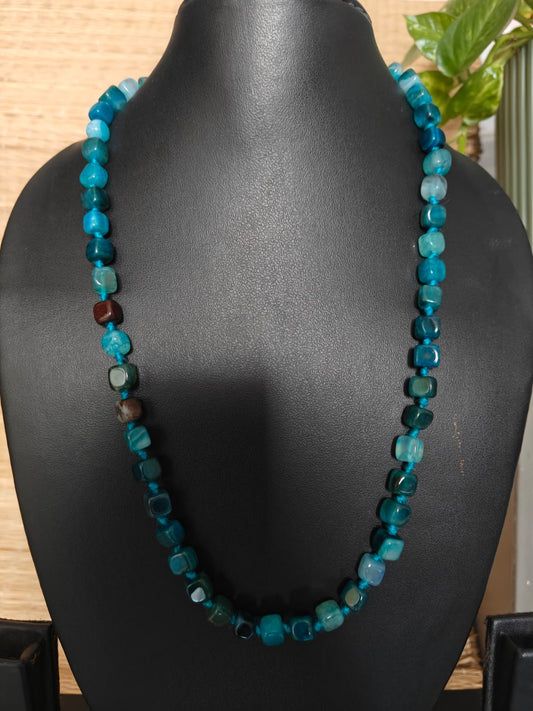 Blue Precious stones necklace online - Desi Weaves